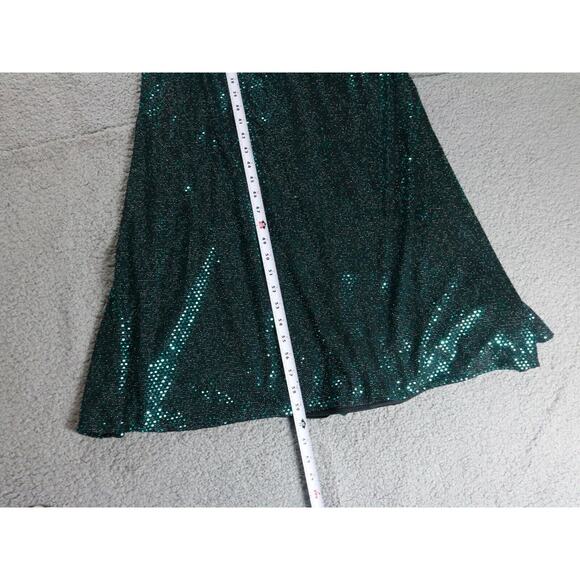 New Mac Duggal Leena Gown 6 Green Sequins Disco Stretch Blouson Sleeve 26576 - Picture 13 of 13